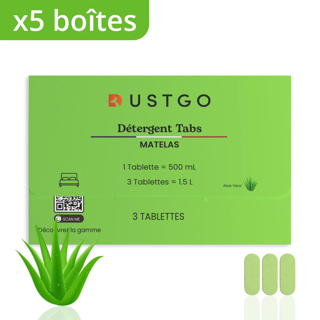 Packung mit 5 Dosen Waschmittel (15 Tabletten)